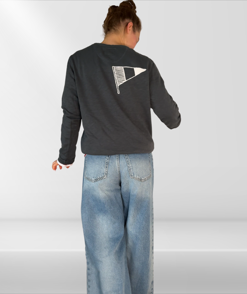 Frenchterry Sweatshirt Graphitgrau "Backbord Steuerbord"