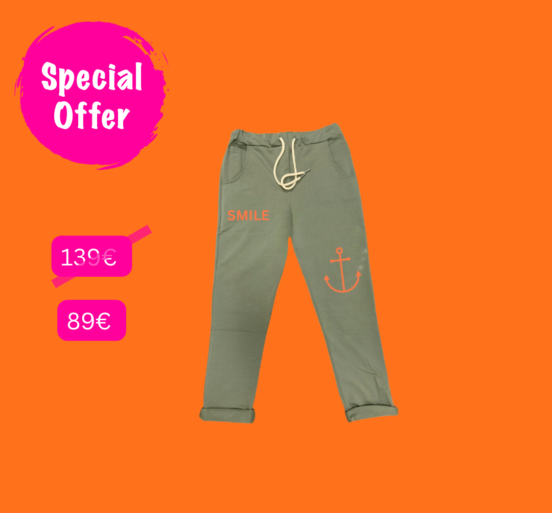 Freizeithose grün-grau "SMILE"