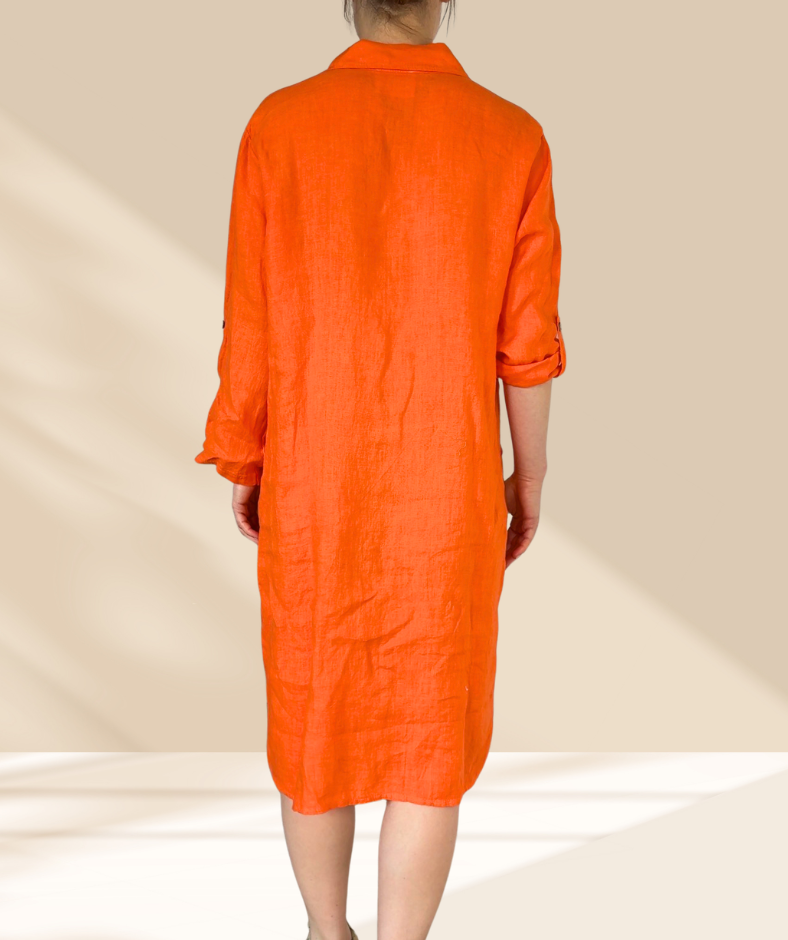 Leinenkleid mit Taschen "Orange"