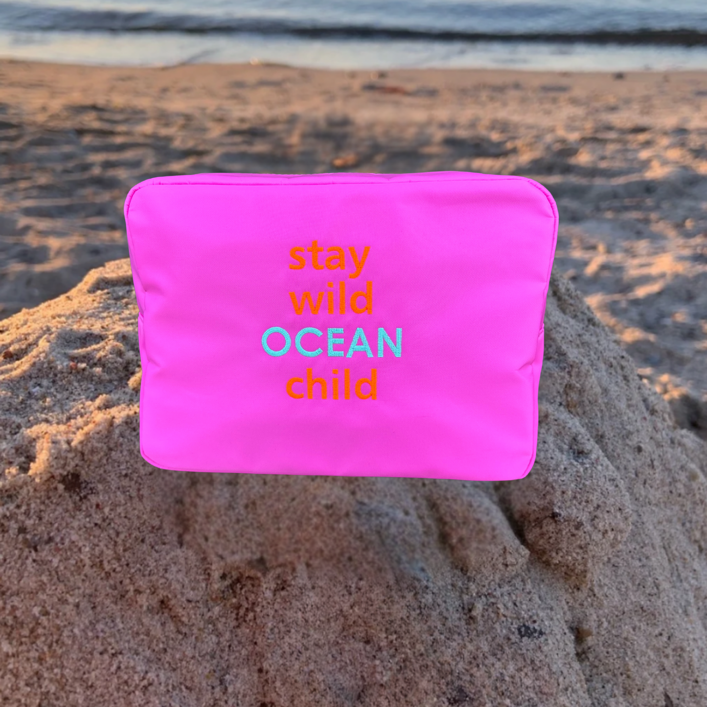 Kulturtasche / Beautycase Pink "Ocean child"