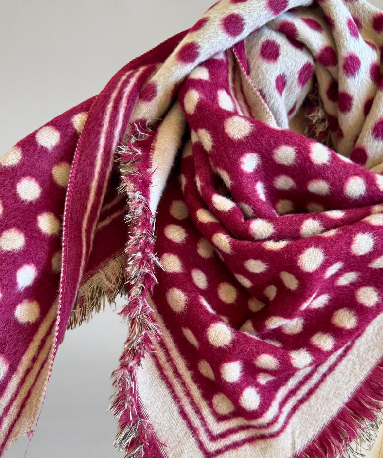 Dreieckstuch Polkadots burgundy / beige