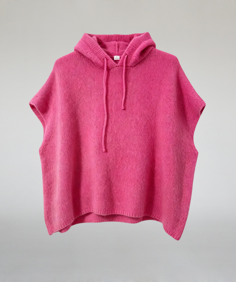Strick Poncho pink