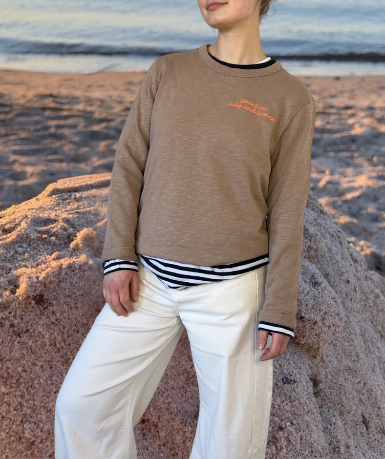 Frenchterry Sweatshirt Cappuccino-Braun "zwischen Salz und Sonne"