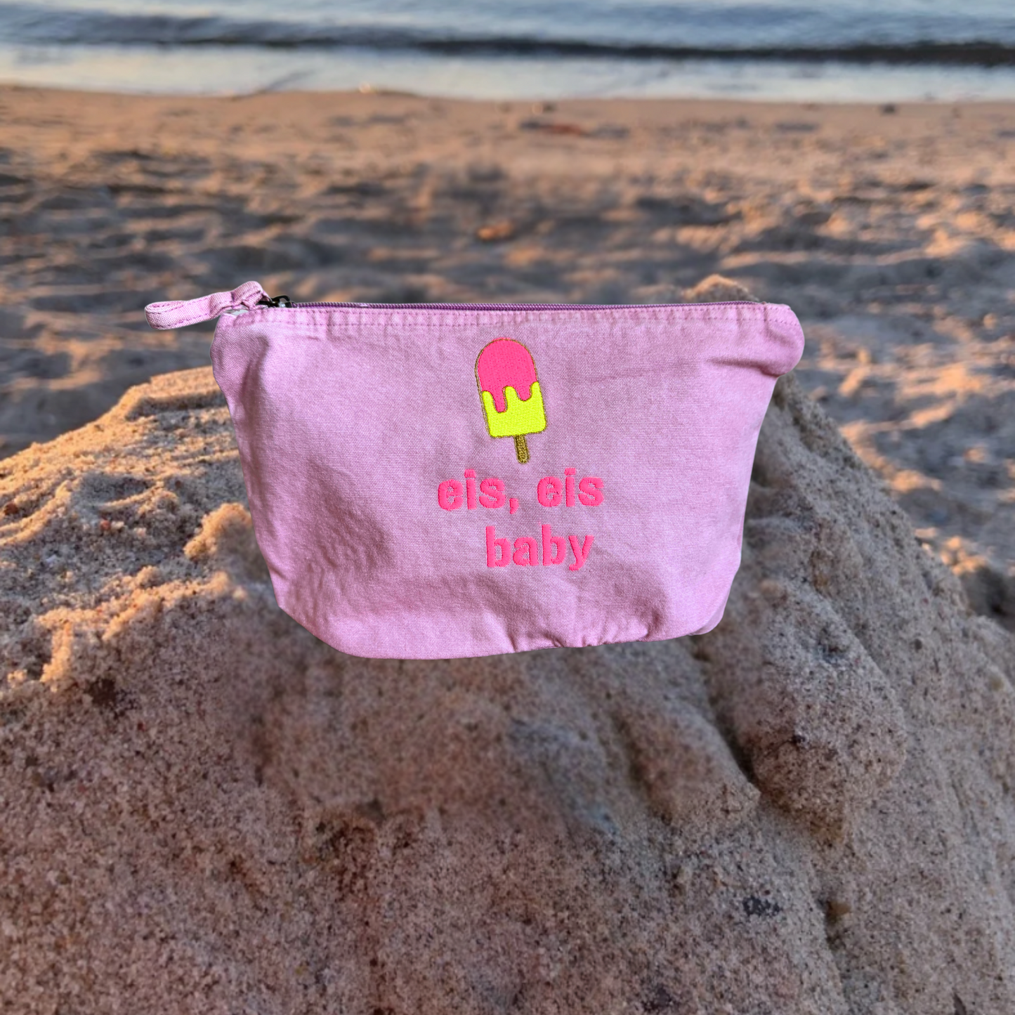 Kulturtasche verwaschenes Pink "eis, eis baby"