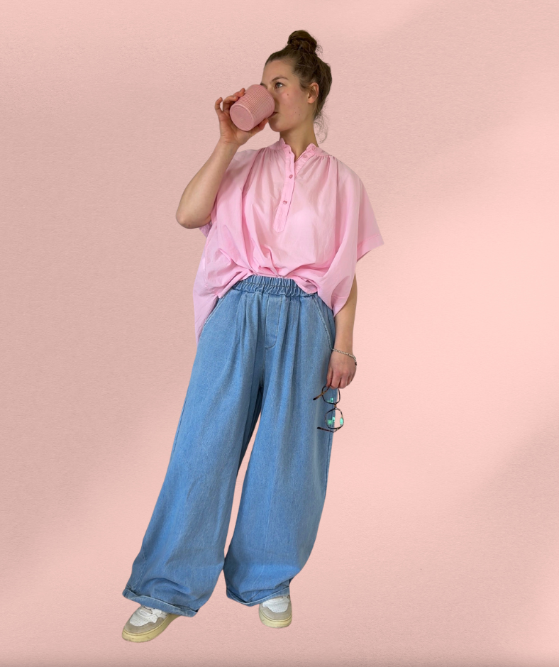 Bluse Kurzarm Rosa