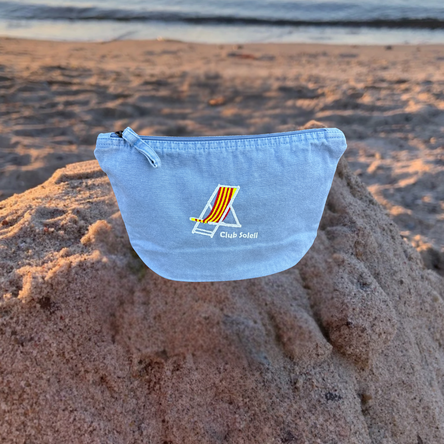Kulturtasche verwaschenes Blau "Club Soleil"
