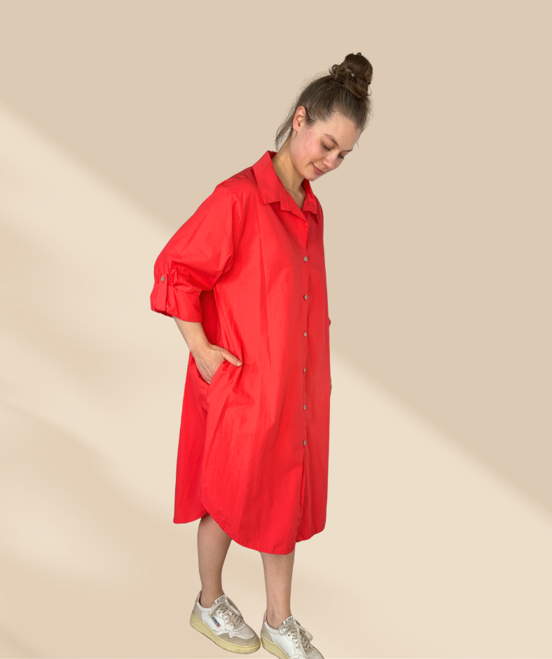 Popelinekleid light Rot