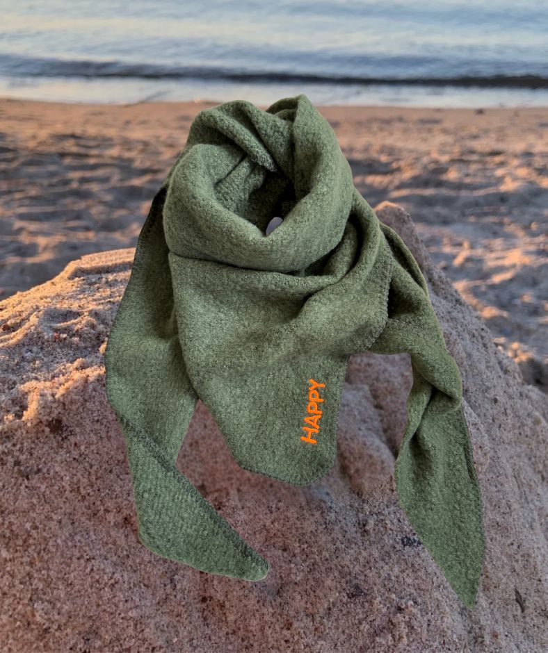 Dreieckstuch Khaki "HAPPY"