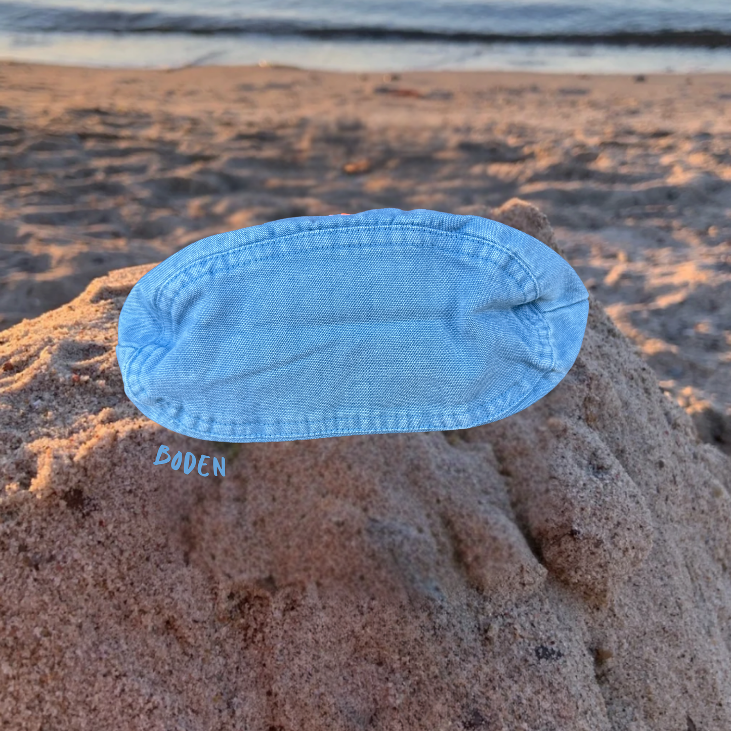 Kulturtasche verwaschenes Blau "Sand Sommer Meer"