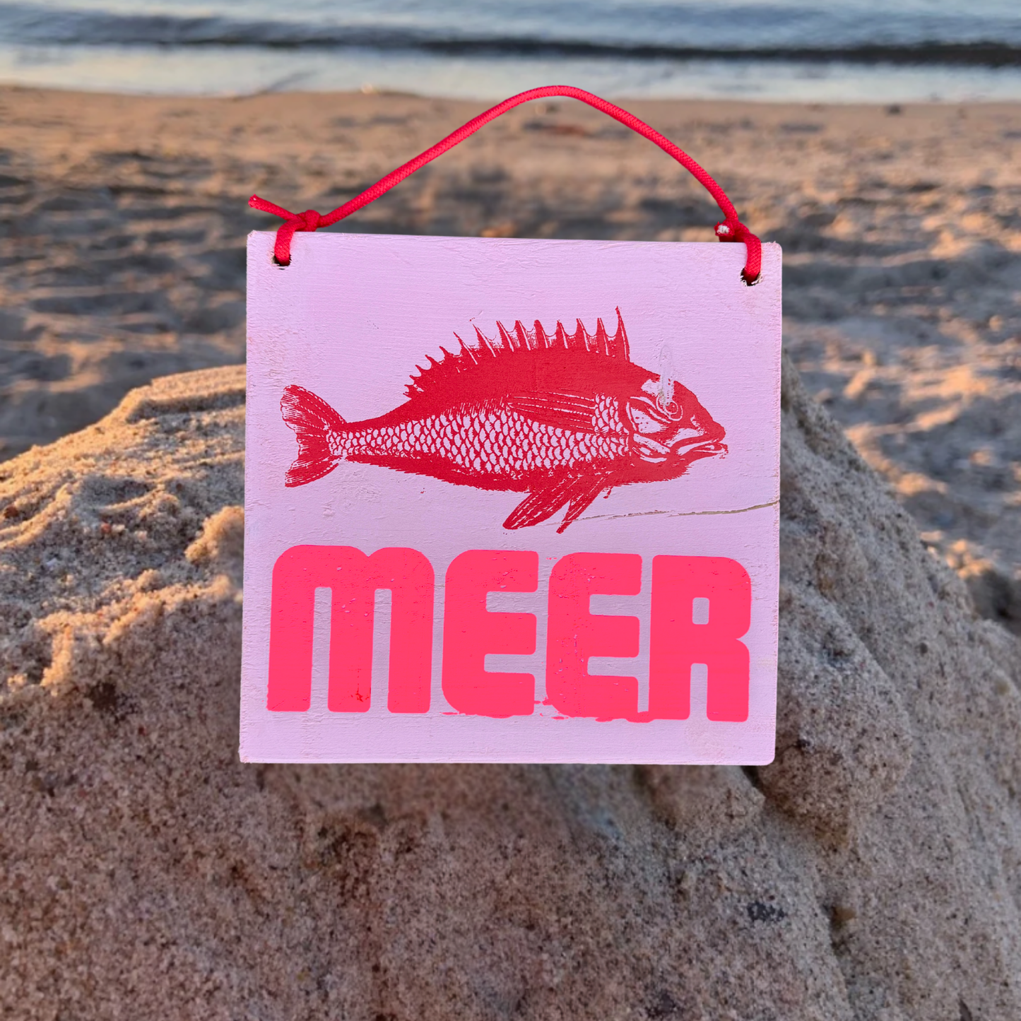Holzschild Pink "Meer"