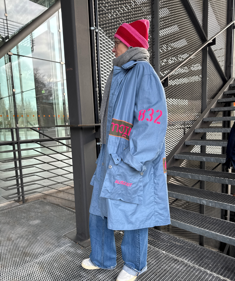 Parka Blau "Wind Meer Wellen Freiheit" mit herausnehmbarem Winterfutter