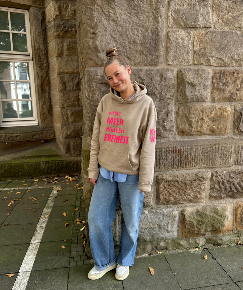 Hoodie Cappuccino "Wind Meer Wellen Freiheit"