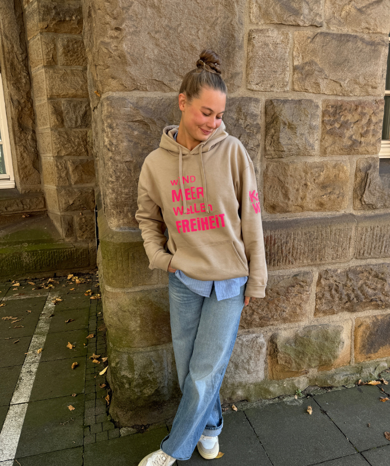 Hoodie Cappuccino "Wind Meer Wellen Freiheit"