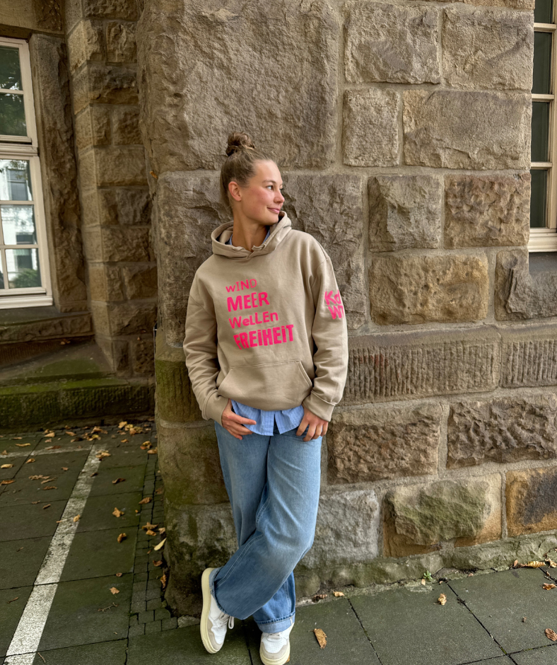 Hoodie Cappuccino "Wind Meer Wellen Freiheit"