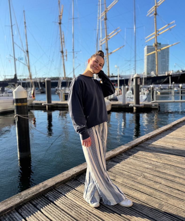 Sweatshirt verwaschenes Blau "Baden Gehen"