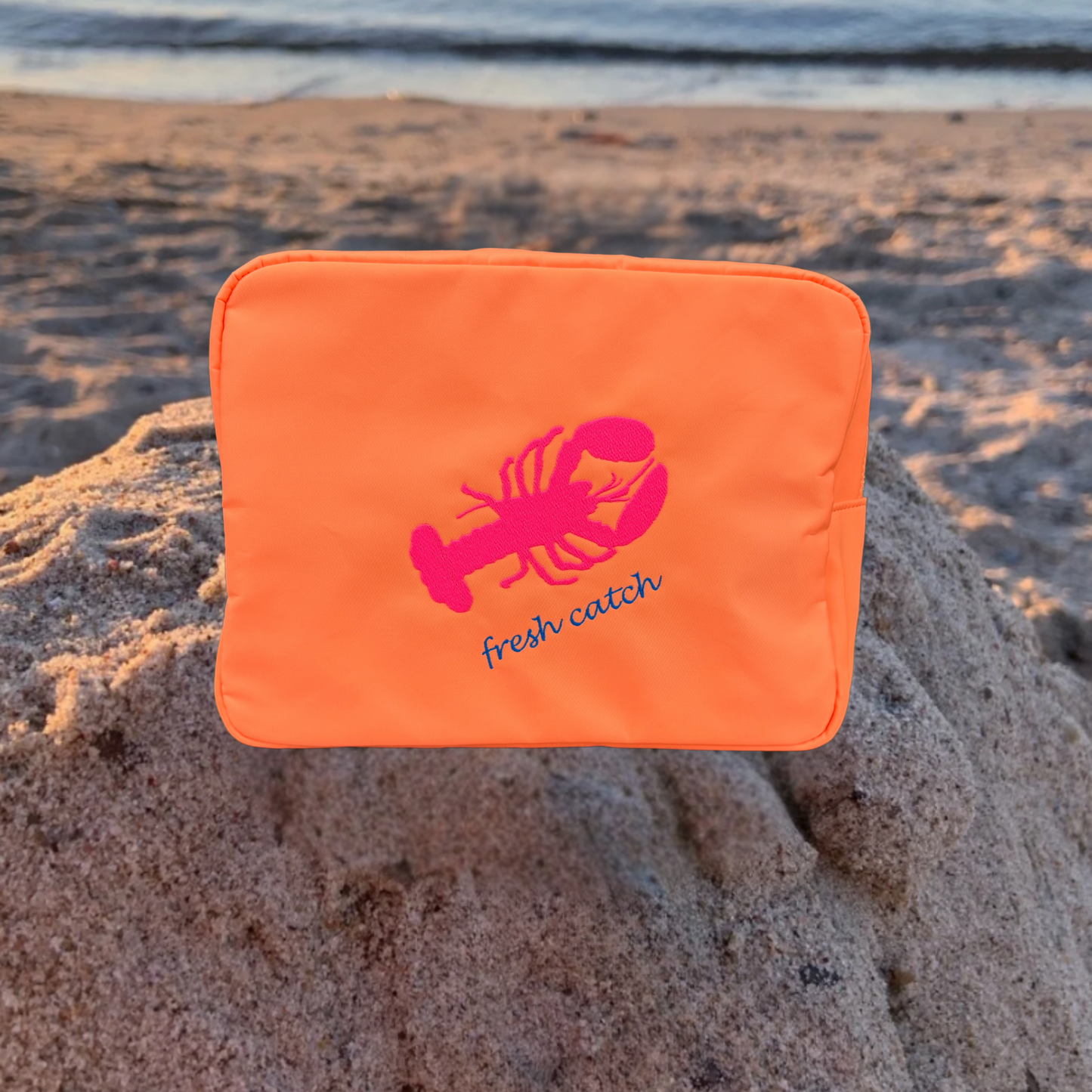 Kulturtasche / Beautycase Orange "fresh catch"