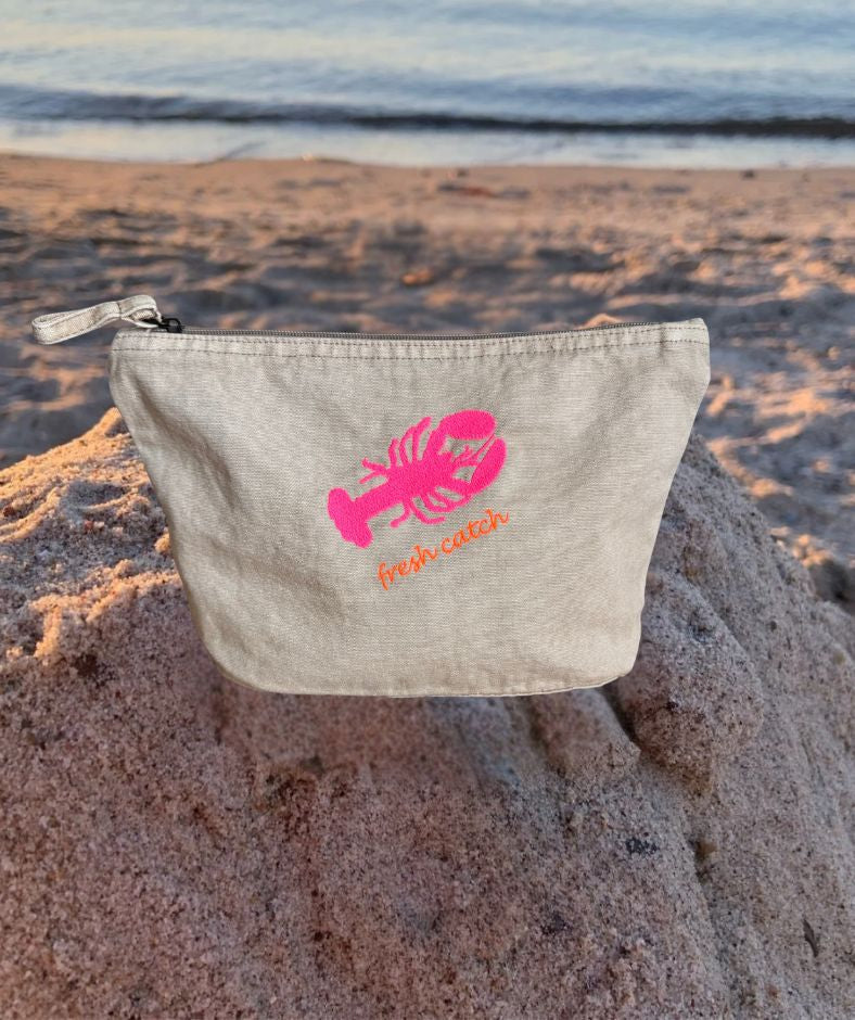 Kulturtasche Beige "fresh catch"