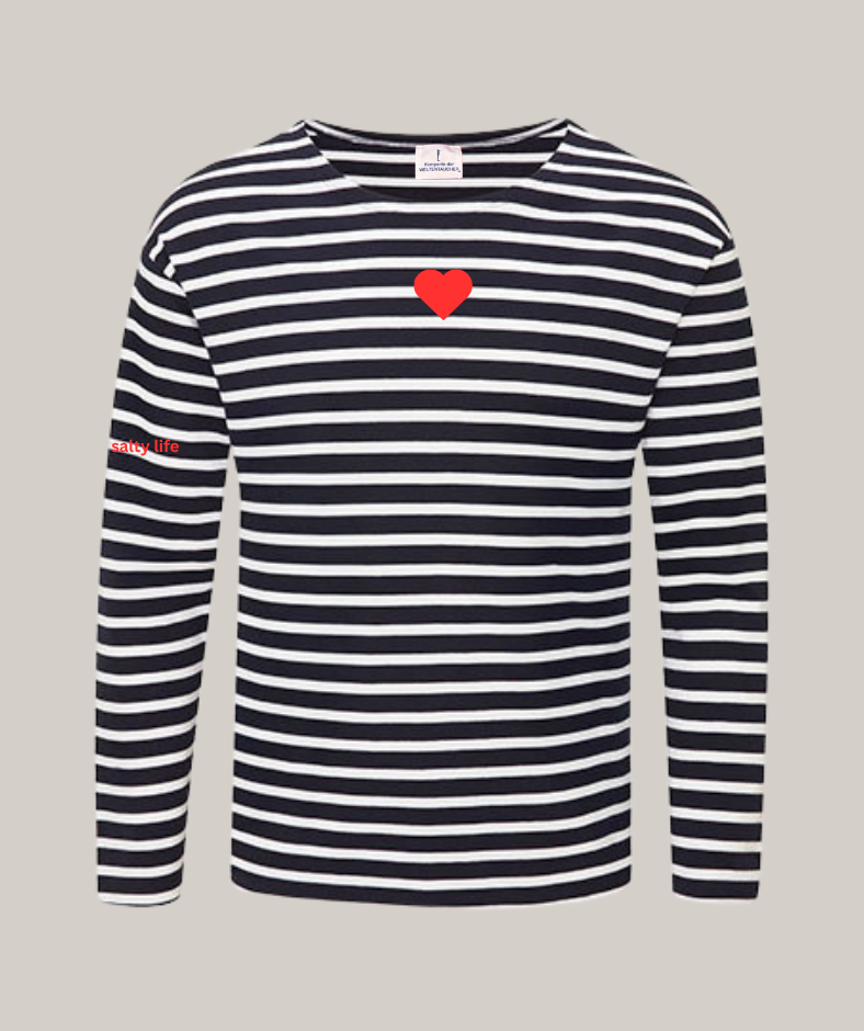 Ringelshirt navyblau weiß "Herz" / salty life
