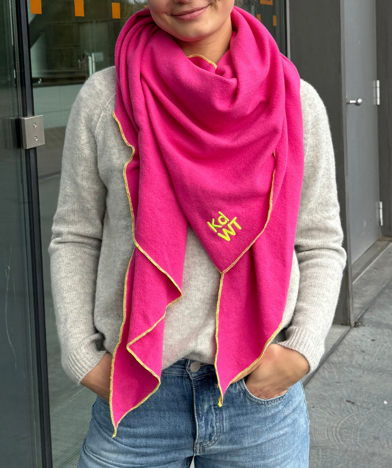 Dreieckstuch Merinowolle "Pink-Gelb"