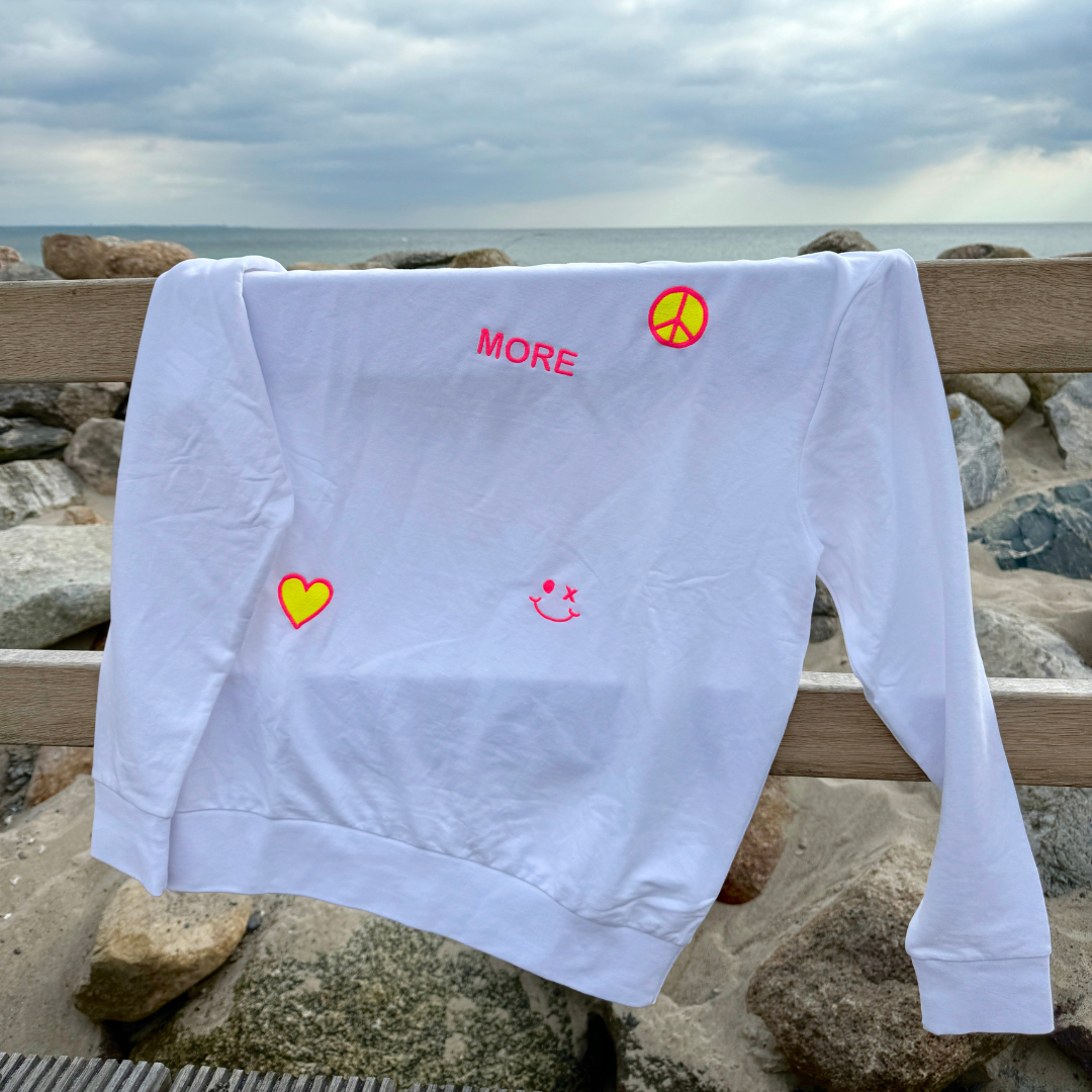 Sweatshirt Weiß "More Love, Peace, Happiness"