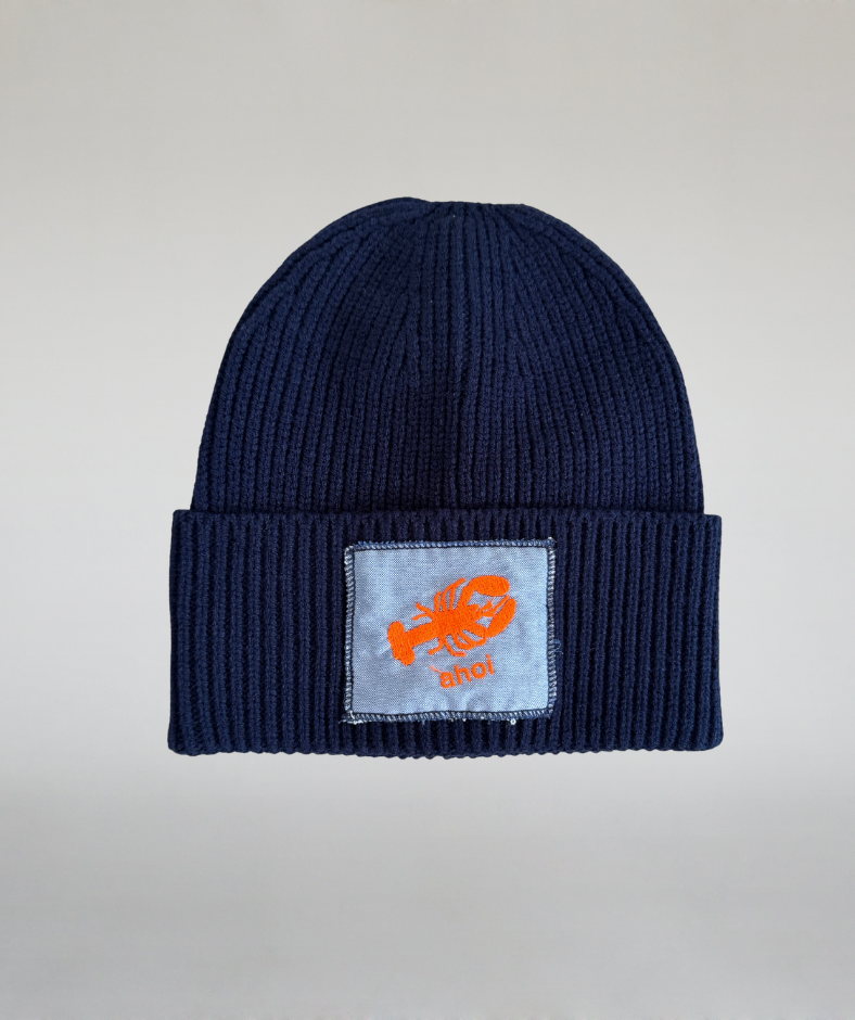 Strickmütze dunkelblau „ahoi“