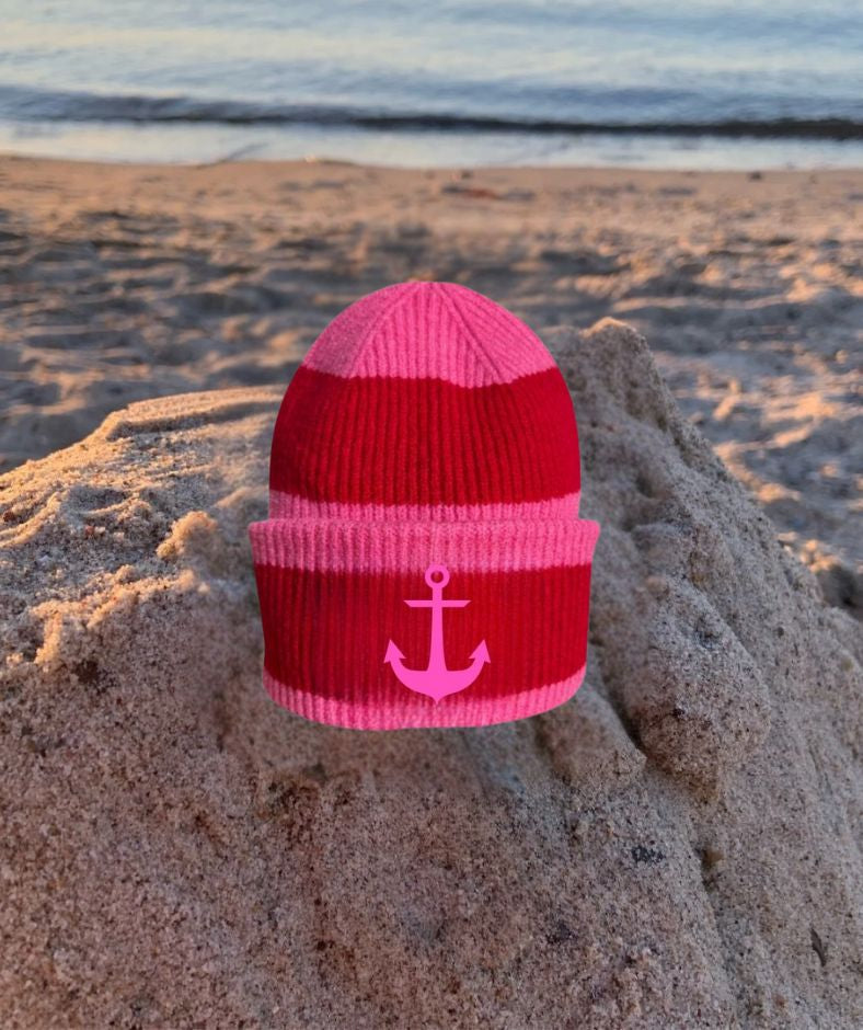 Strickmütze Pink-Rot „Anker Pink“
