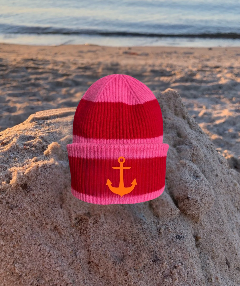 Strickmütze Pink-Rot „Anker Orange“