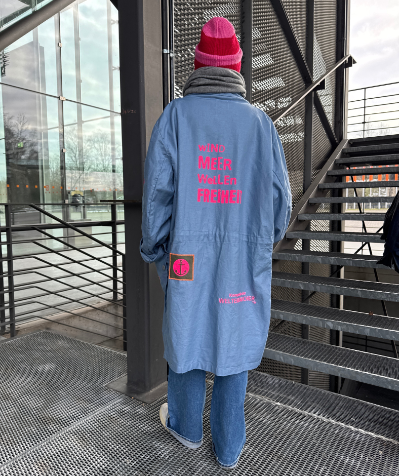 Parka Blau "Wind Meer Wellen Freiheit" mit herausnehmbarem Winterfutter
