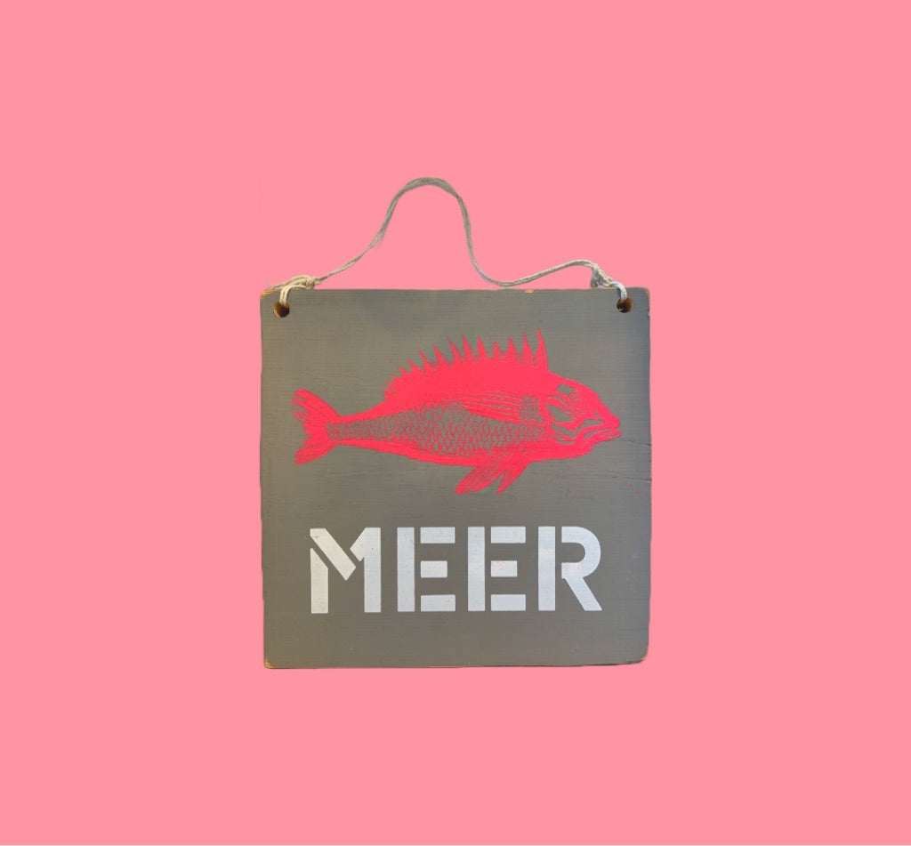 Schild groß grau "MEER"