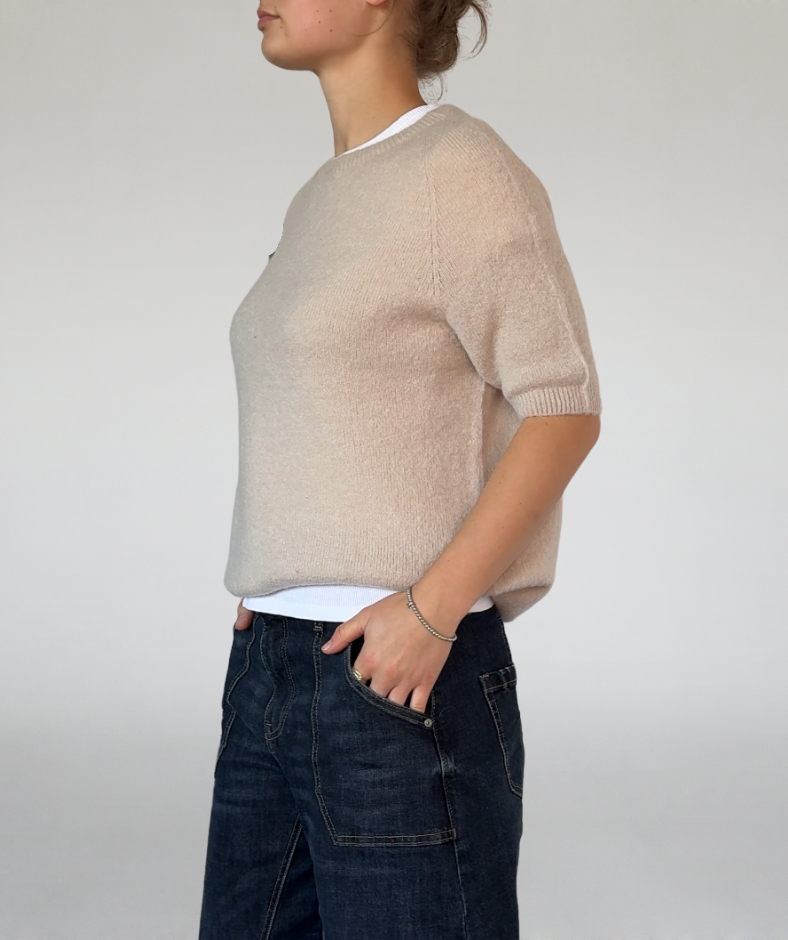 Strick T-Shirt beige