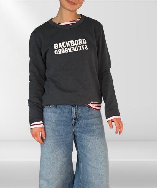 Frenchterry Sweatshirt Graphitgrau "Backbord Steuerbord"