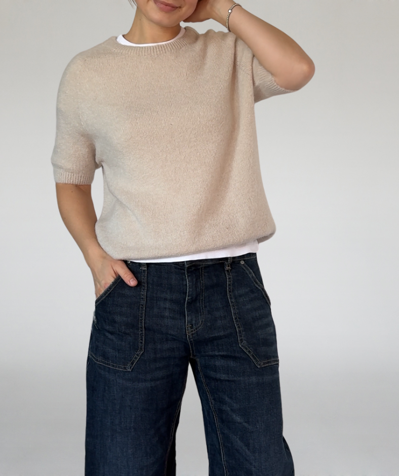 Strick T-Shirt beige