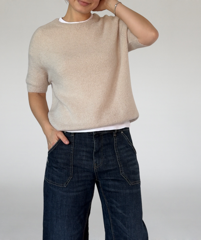 Strick T-Shirt beige