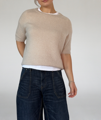 Strick T-Shirt beige