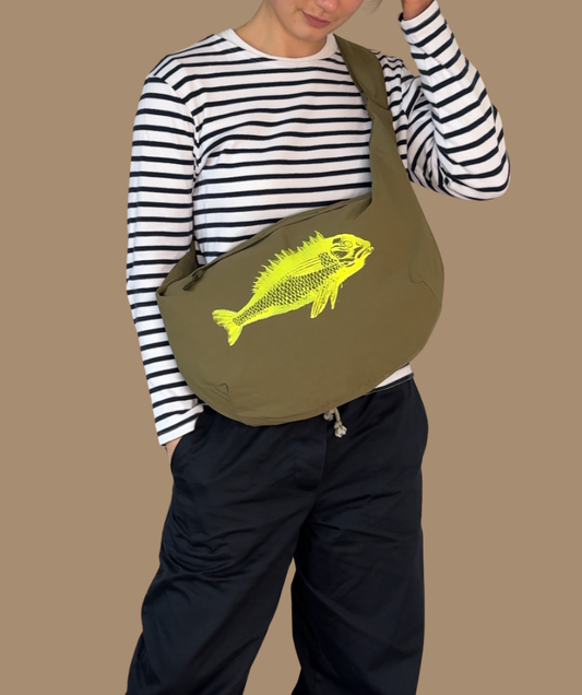Crossbodybag Khaki "Fisch Gelb"