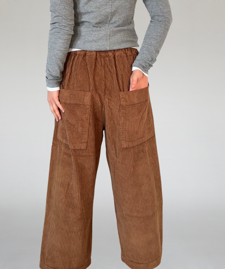 Cordhose big pockets cognac