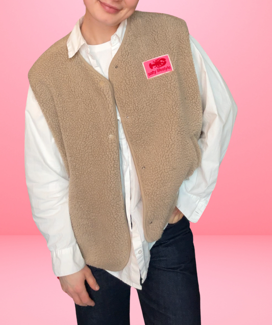 Teddyweste beige "salty Lifesytle" pink