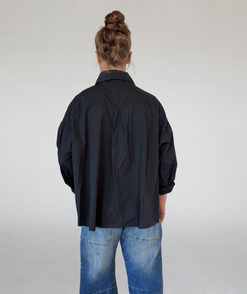 Popeline Bluse schwarz