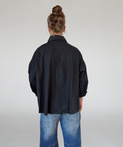 Popeline Bluse schwarz