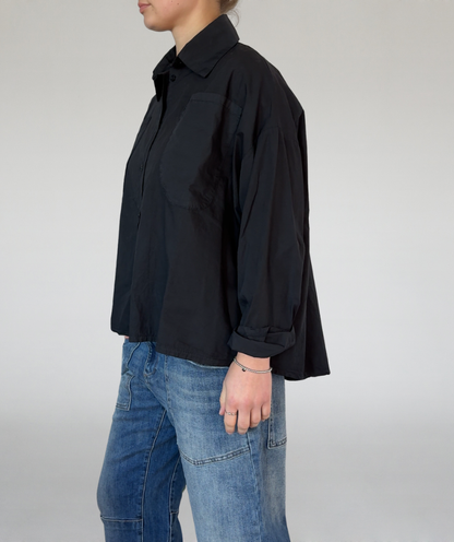 Popeline Bluse schwarz