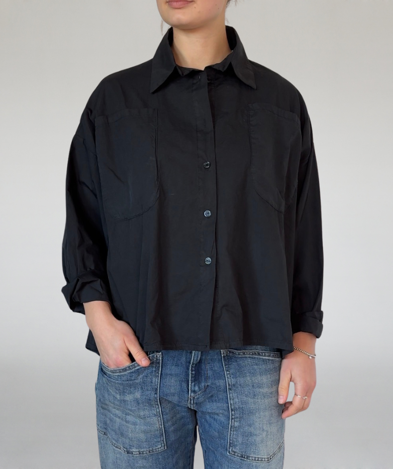 Popeline Bluse schwarz