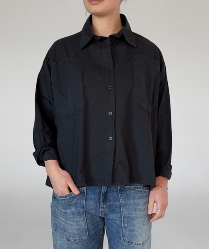 Popeline Bluse schwarz