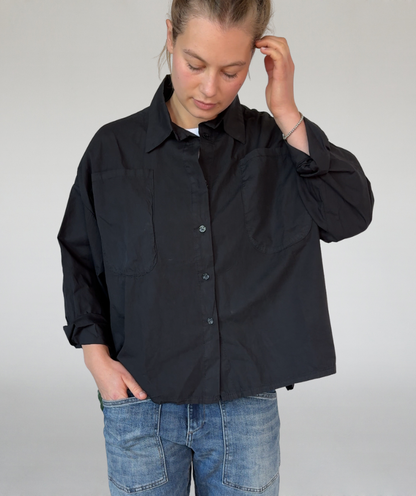Popeline Bluse schwarz