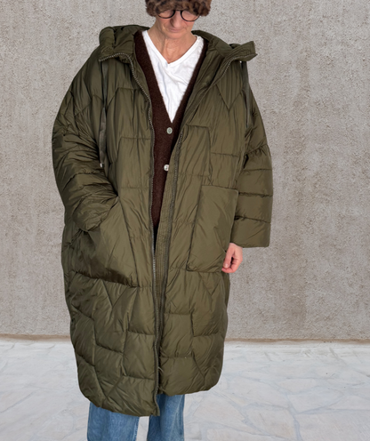 Puffer Parka oversized Khaki "Big Pockets"