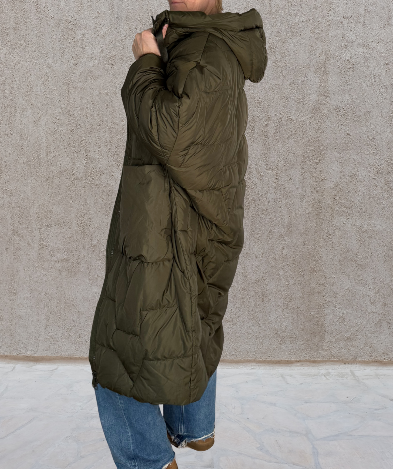 Puffer Parka oversized Khaki "Big Pockets"
