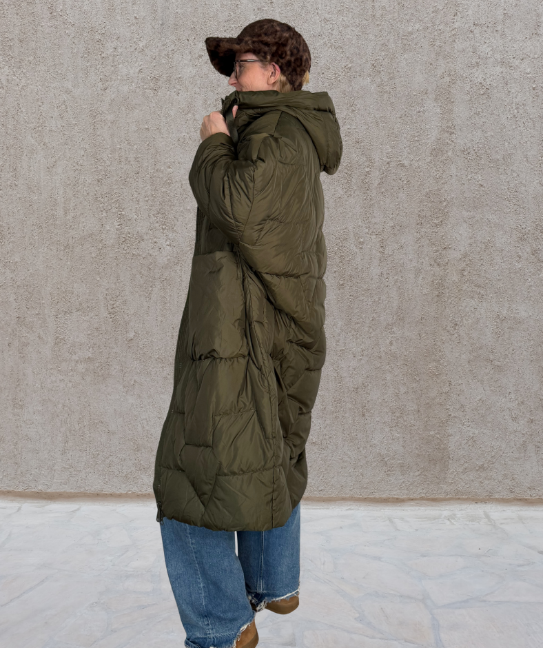 Puffer Parka oversized Khaki "Big Pockets"