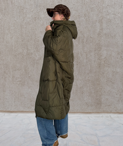 Puffer Parka oversized Khaki "Big Pockets"