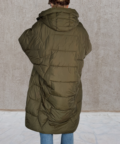 Puffer Parka oversized Khaki "Big Pockets"