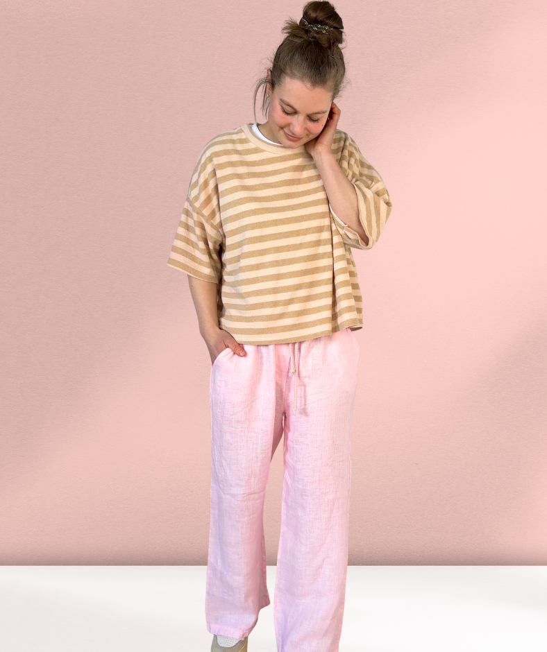 Frotteeshirt Streifen "Beige"