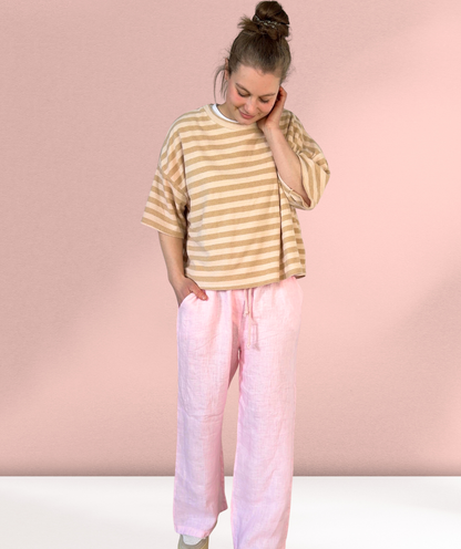 Frotteeshirt Streifen "Beige"